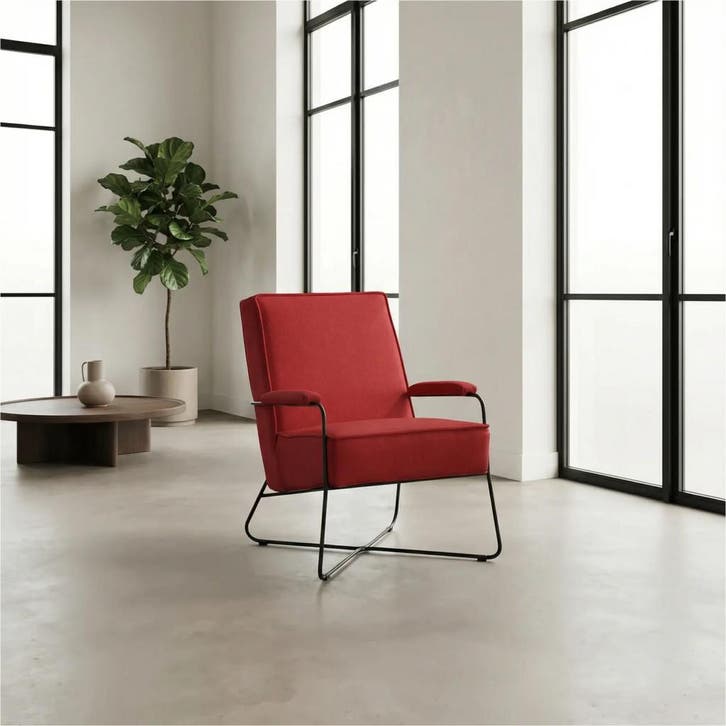 Leren fauteuil Hope - Toledo Ducati (rood), Huis en Inrichting, Fauteuils, 50 tot 75 cm, 75 tot 100 cm, Nieuw, Leer, Ophalen of Verzenden