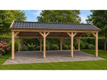 Veiling - Douglas kapschuur met dakpanplaten - 280x900x290cm