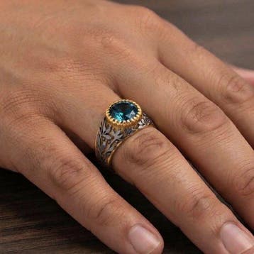 Zonder minimumprijs - Ring 18-karaats goudlaag, Zilver, Nieuw