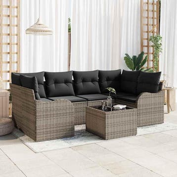 vidaXL Tuinbank Set 7 st 6-Aantal zitplaatsen Grijs, Tuin en Terras, Verzenden, Nieuw