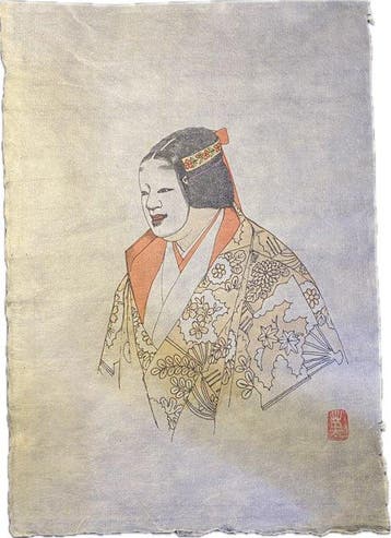 Japanese Woodblock Print - Noh Theater Female Mask