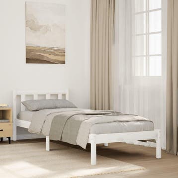 vidaXL Bedframe extra lang zonder matras grenenhout wit, Huis en Inrichting, Verzenden, Nieuw
