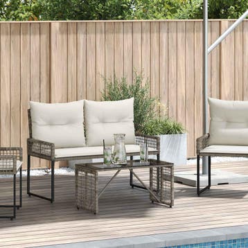 vidaXL Tuin Tafel Grijs en Zwart 80 x 40 x 40 cm PE Riet en, Tuin en Terras, Tuintafels, Verzenden, Nieuw