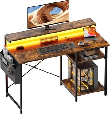 Bureau - Computertafel - Computerbureau - 100x48 cm - Bruin, Maison & Meubles, Bureaux, Verzenden
