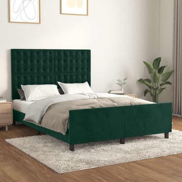 vidaXL Bedframe zonder matras 140x200 cm fluweel donkergroen, Verzenden, Nieuw