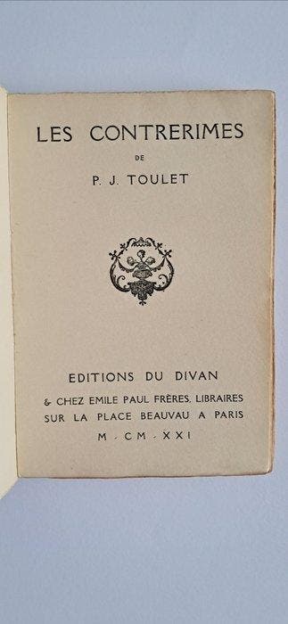 P.J. Toulet - Les Contrerimes de P.J. Toulet - 1921-1921, Antiquités & Art