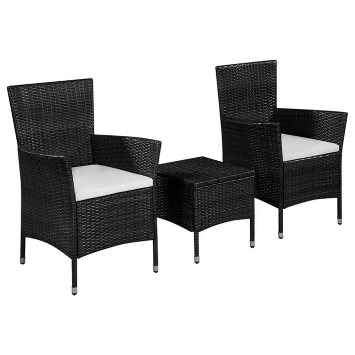 vidaXL 3-delige Bistroset poly rattan zwart, Jardin & Terrasse, Ensembles de jardin, Envoi