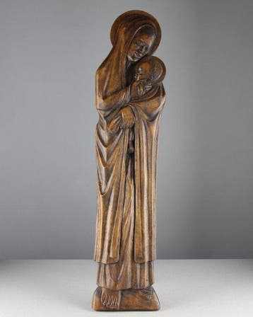 Sinankwa Léonce - sculptuur, African Madonna and Child - 60