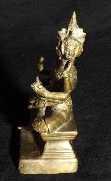 Figuur - Multi-Armed Four-Faced Deity Bronze Sculpture –
