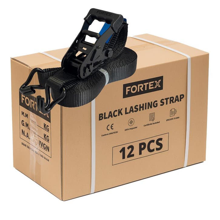 12x FORTEX 2-delige spanband met ratel en haken - 50mm -, Muziek en Instrumenten, Licht en Laser, Verzenden