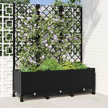 vidaXL Tuinsteker met schutting en wielen Zwart 120 x 40 x, Verzenden