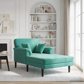 vidaXL Chaise longue Turquoise fluweel, Verzenden