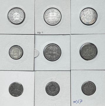 Wereld. Lote de 9 Moedas Mundiais Antigas (Séculos XIX-XX) –