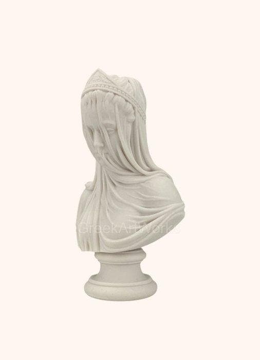 Statue, Scultura busto dama fanciulla velata di Monti 1875, Antiek en Kunst, Curiosa en Brocante