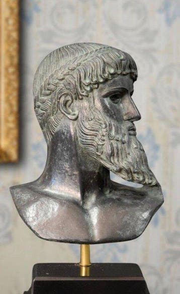 Beeld, Busto di Poseidone - 30 cm - gesculptuurd marmer met, Antiek en Kunst