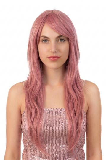 KIMU® Luxe Lange Pastel Roze Pruik Zeemeermin Lichtroze Merm, Kleding | Dames, Ophalen of Verzenden, Nieuw