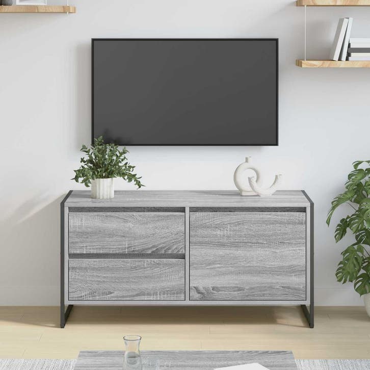 vidaXL TV Kast 100 x 36 x 49,5 cm Grijs Sonoma Bewerkt hout, Huis en Inrichting, Kasten |Televisiemeubels, Nieuw, Verzenden