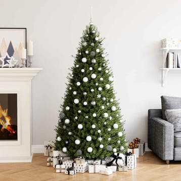 vidaXL 111-delige Kerstballenset polystyreen wit en grijs, Verzenden