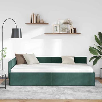 vidaXL Hoek Bed Frame Donkergroen 90 x 200 cm fluweel, Verzenden