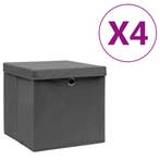 vidaXL Opbergboxen met deksel 4 st 28x28x28 cm zwart, Verzenden