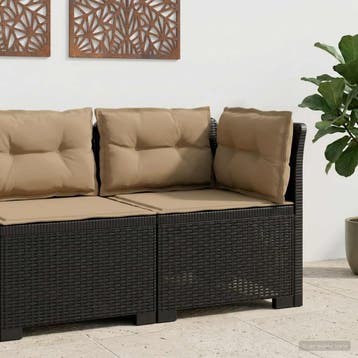 vidaXL Eén-zits Tuin Sofa met Kussens Rieten Look PP, Verzenden