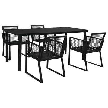 vidaXL 5-delige Tuinset PVC-rattan zwart, Tuin en Terras, Verzenden, Nieuw, Tuinset