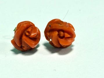 Koraal - Zilver - Oorbellen, Antiek en Kunst