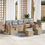 vidaXL Tuinbank Set 10 pcs Beige poly rattan, Verzenden, Nieuw