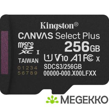 Kingston MicroSD Canvas Select Plus Gen3 256GB, Computers en Software, RAM geheugen, Verzenden, Nieuw