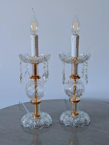Artelight - Tafellamp (2) - kristal - glas - messing -