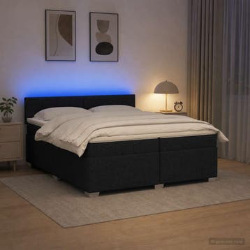 vidaXL Boxspringbed met matras en LED Zwart 200 x 200 cm, Verzenden, Nieuw