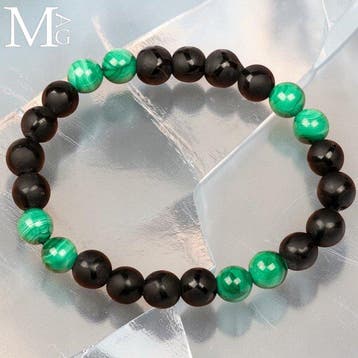 Elastische armband met natuurlijke malachiet- en