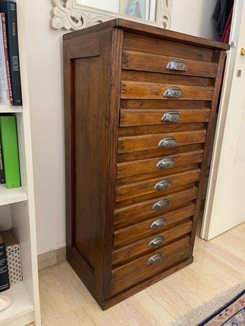 Ladekast - Walnoot - Houten letterkast voor typografie