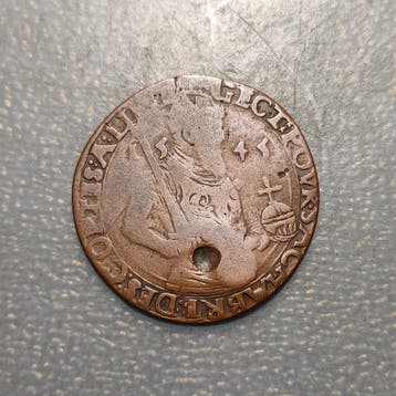 Spaanse Nederlanden. Carlos I. Jeton 1545 Lille Victoria, Postzegels en Munten