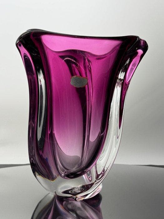 Val Saint Lambert - René Delvenne - Vase - Cristal - Vase, Antiquités & Art, Antiquités | Verre & Cristal