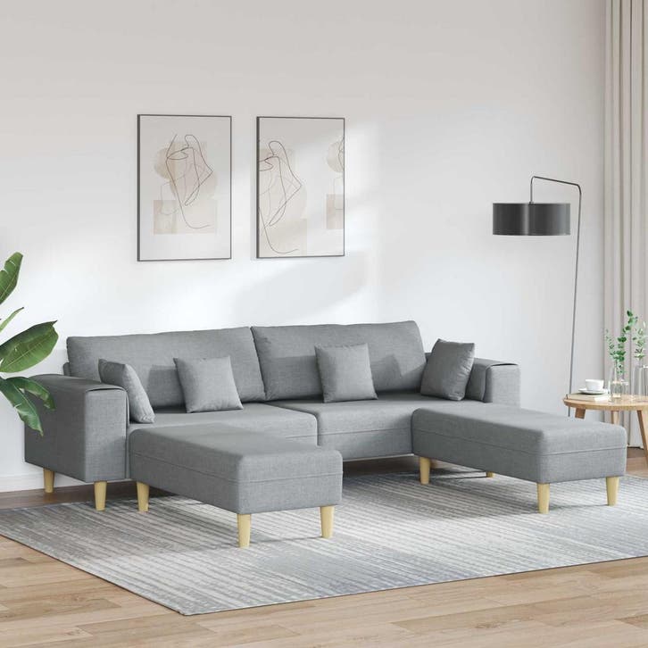 vidaXL bank / zetel 3 st Lichtgrijs Stof, Huis en Inrichting, Zetels | Zetels, Nieuw, Verzenden