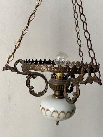 Lamp - Messing, Glas, Plastic - Vloerlamp