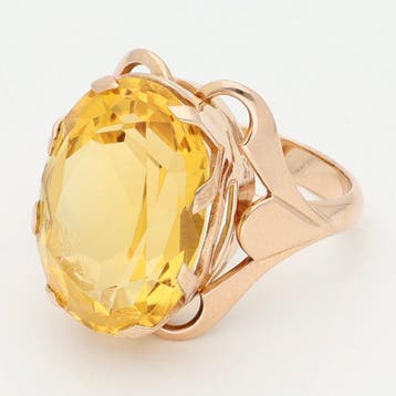 Bague - 14 carats Or rose Citrine