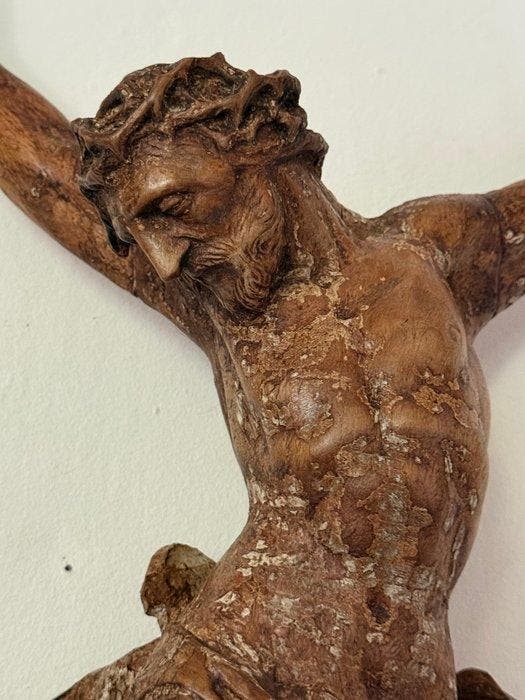 sculptuur, Corpus Christi, 17e eeuw - 55 cm - Hout, Antiquités & Art, Antiquités | Autres Antiquités