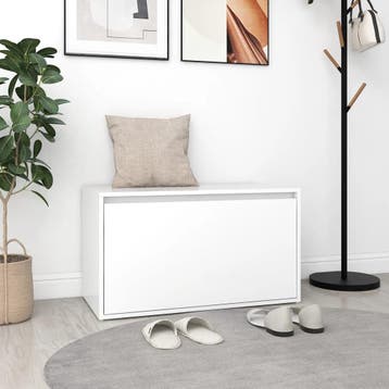 vidaXL Halbankje 80x40x45 cm bewerkt hout wit, Verzenden, Nieuw