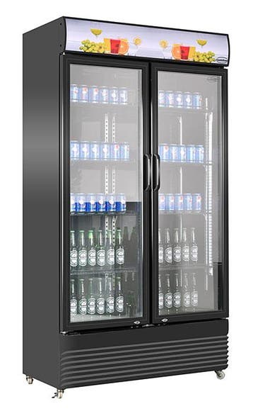 Koelkast 2 Glasdeuren Bez-780 Gd Zwart, Verzenden
