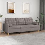 vidaXL Driezitsbank met sierkussens 180 cm stof taupe, Verzenden, Nieuw