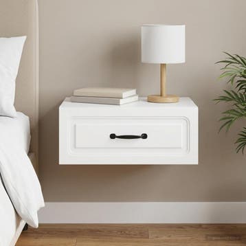 vidaXL Muurbevestigde Nachttafel Wit 49 x 34,5 x 20 cm, Huis en Inrichting, Slaapkamer | Nachtkastjes, Verzenden, Nieuw