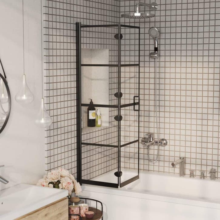 vidaXL Douchewand inklapbaar 80x140 cm zwart, Bricolage & Construction, Sanitaire, Envoi