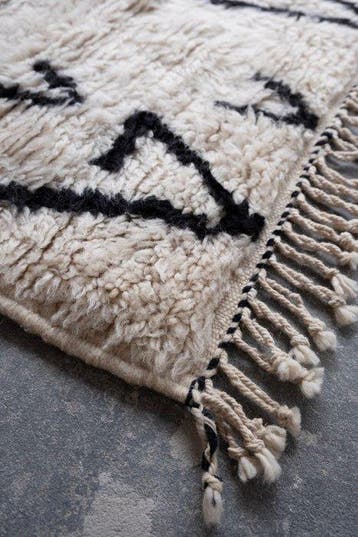 Karpet - Tapis berbère Beni Ouatain noir et blanc fait main, Nieuw