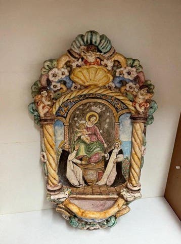 Wijwatervat - 20e eeuw - Madonna di Pompei - XL - 53 cm