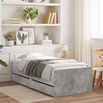 vidaXL Bedframe met lades betongrijs 90x200 cm, Verzenden, Nieuw
