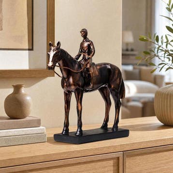 sculptuur, Equestrian Horse & Rider Sculpture – Bronze
