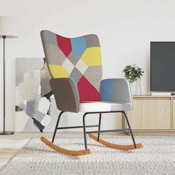 vidaXL Schommelstoel patchwork stof, Huis en Inrichting, Verzenden, Nieuw