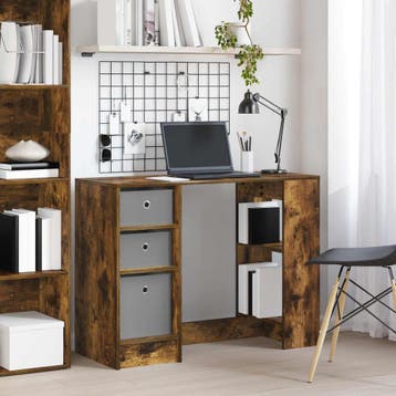 vidaXL Bureau Rook Eiken 100 x 40 x 75 cm Bewerkt hout, Huis en Inrichting, Verzenden, Nieuw